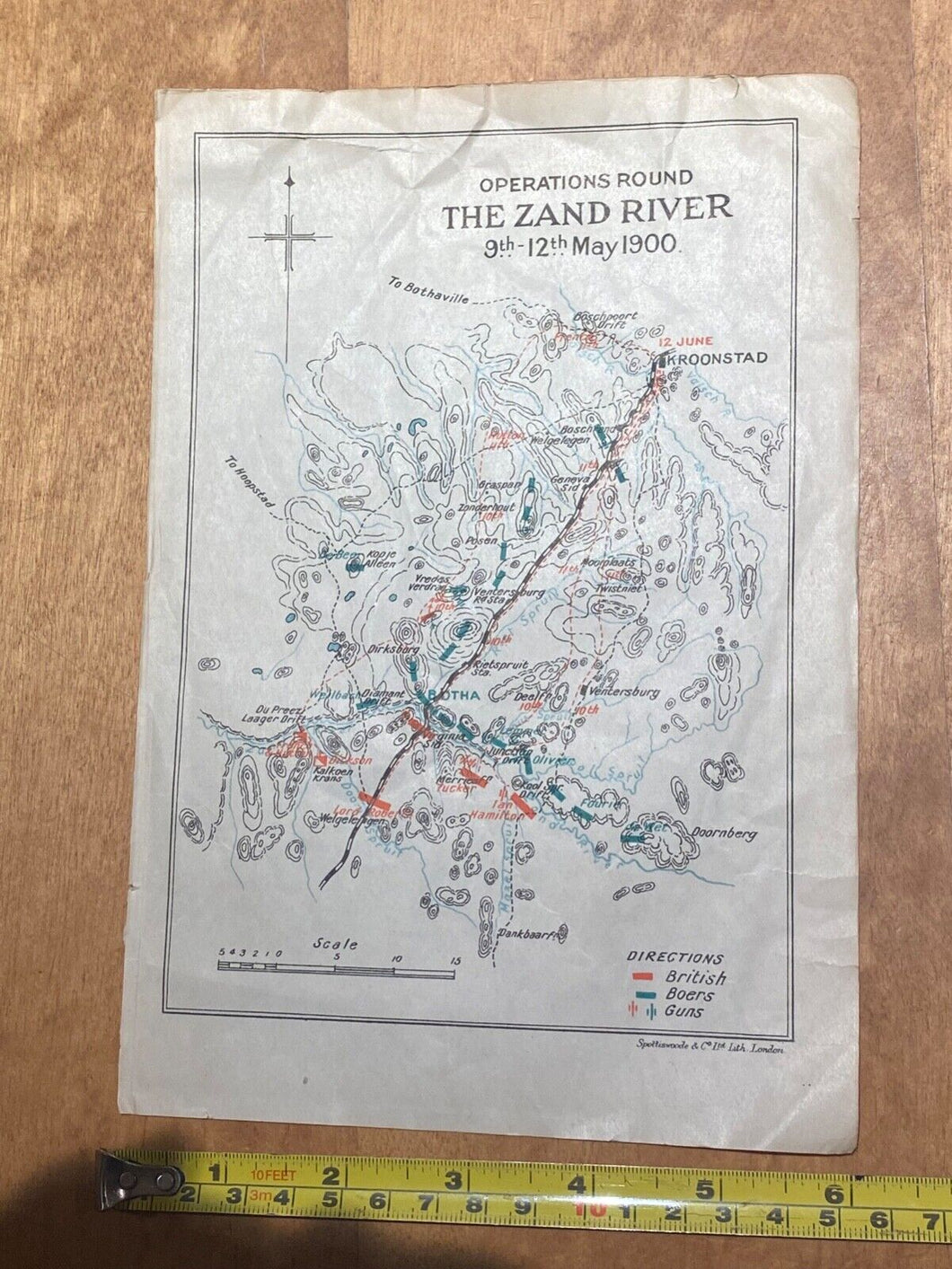 Original Boer War / British Army / Planning Map. THE ZAND RIVER May 1900.