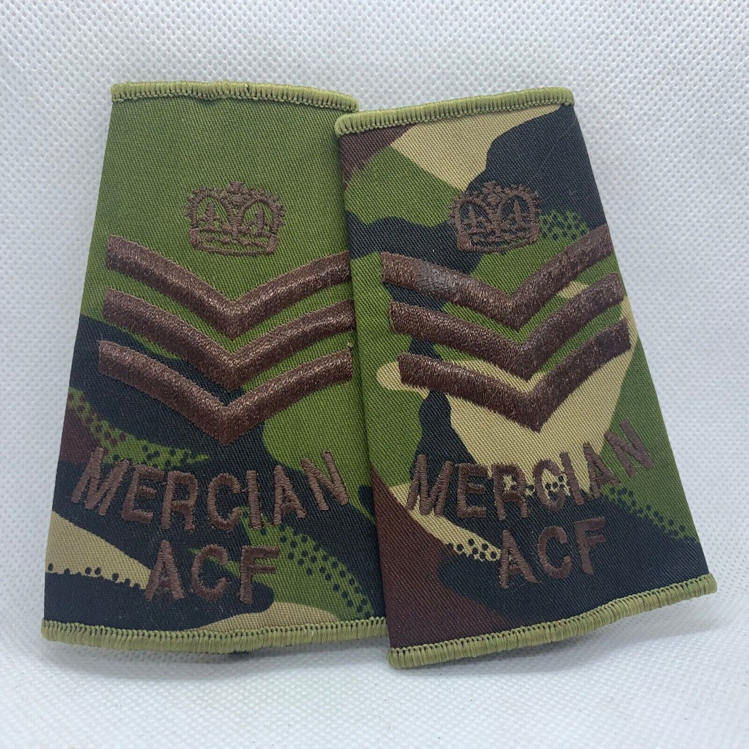 Mercian ACF DPM Rank Slides / Epaulette Pair Genuine British Army - NEW