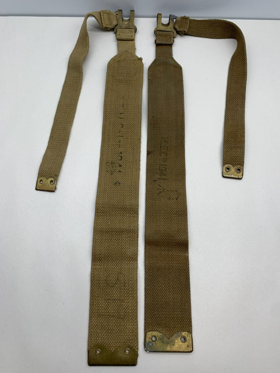 Original WW2 British Army 37 Pattern L Straps Pair - Wartime Dated