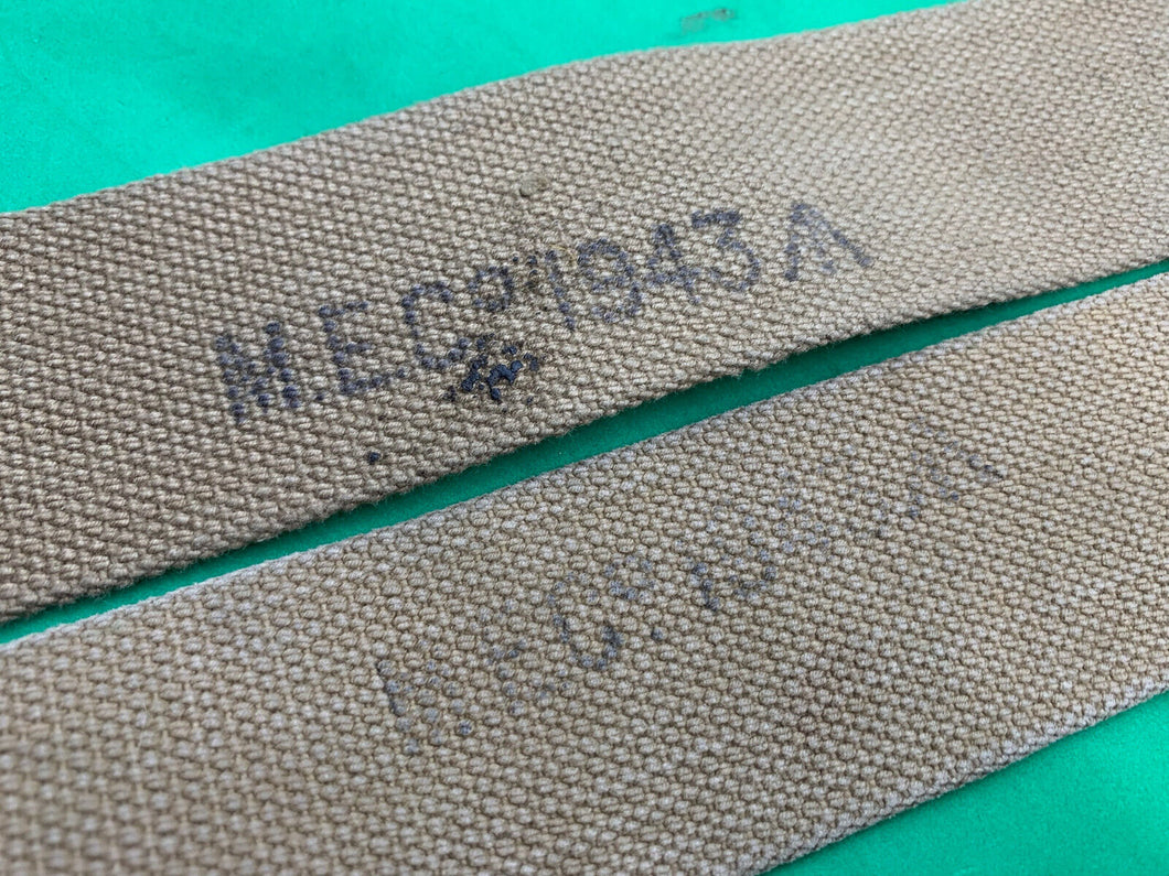 Original WW2 British Army 37 Pattern L Straps -  M.E.Co - 1943 Dated