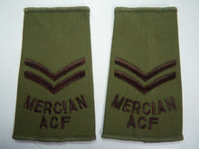 Load image into Gallery viewer, Mercian ACF OD Green Rank Slides / Epaulette Pair Genuine British Army - NEW
