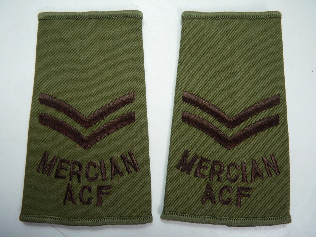 Mercian ACF OD Green Rank Slides / Epaulette Pair Genuine British Army - NEW