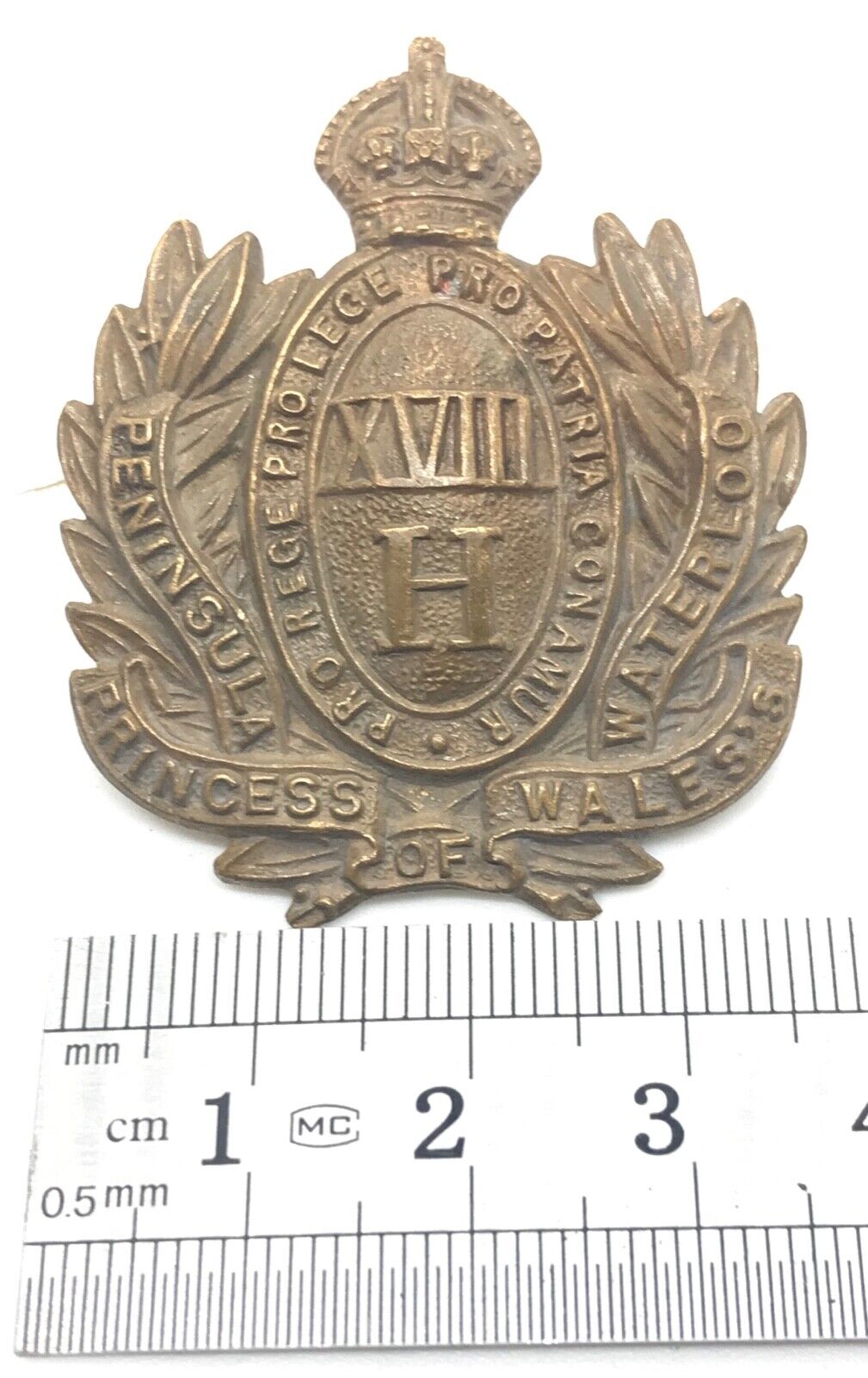 A very clean PRINCESS OF WALES 18th HUSSARS cap badge with rear lugs  B31