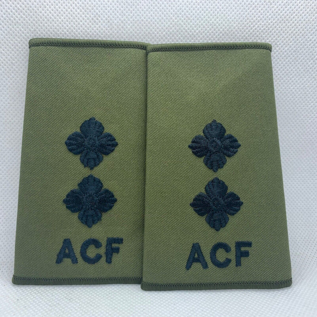 Cadet ACF OD Green Rank Slides / Epaulette Pair Genuine British Army - NEW