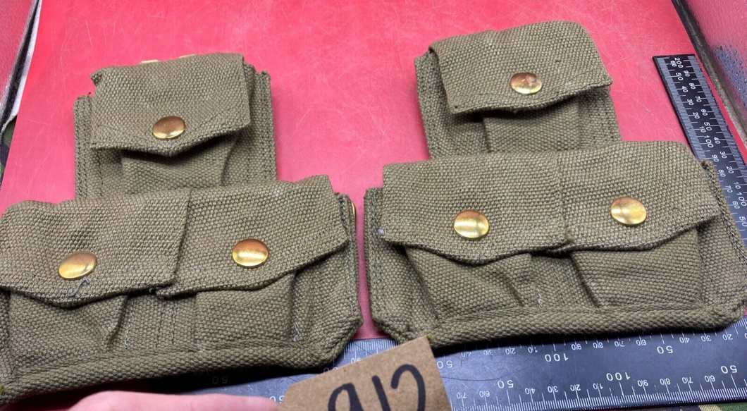 WW2 Indian Army Issue - 1937 Pattern Twin Set of Patrol Pouches.