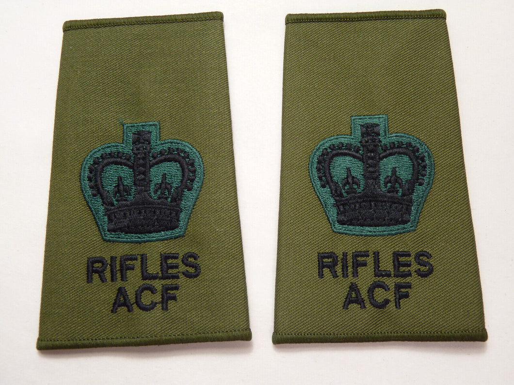 OD Green Rank Slides / Epaulette Single Genuine British Army - Rifles ACF WO