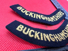 Load image into Gallery viewer, Original WW2 British Home Front Civil Defence Buckinghamshire Shoulder Titles

