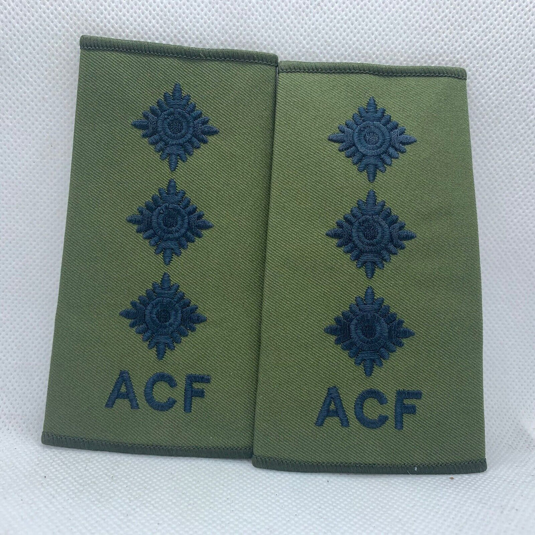 Cadet ACF OD Green Rank Slides / Epaulette Pair Genuine British Army - NEW