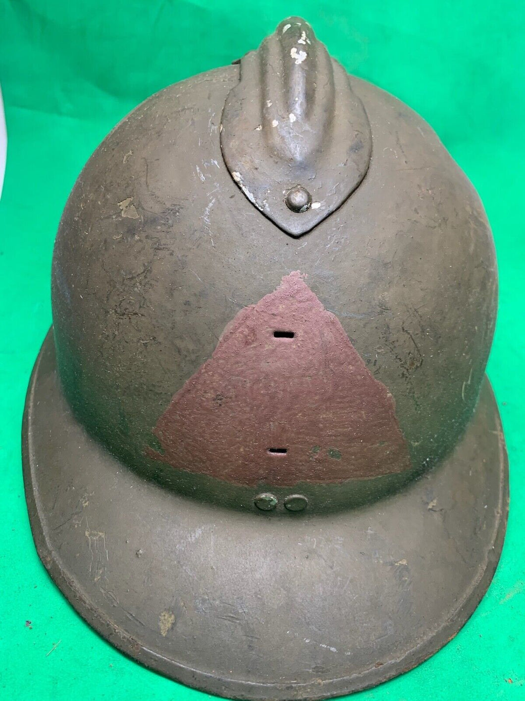 Original WW2 French Army M1926 Adrian Helmet - Divisional Markings - Complete