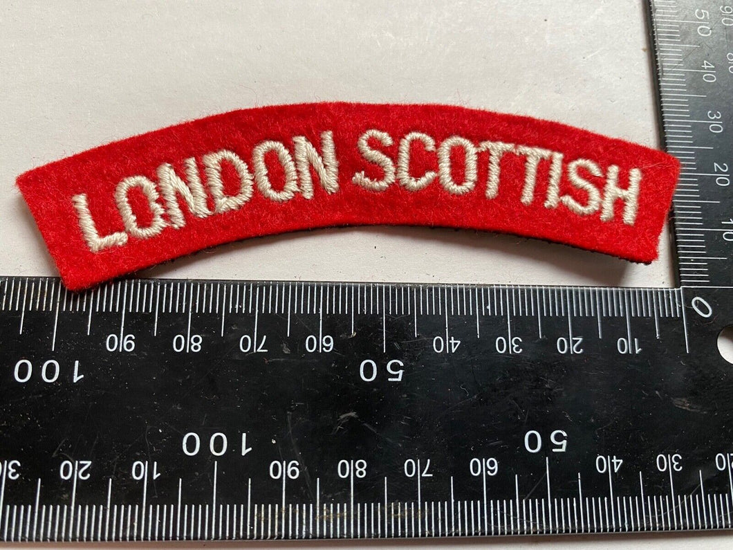 WW2 British Army LONDON SCOTTISH REGIMENT Cloth Shoulder Title Nice Example.