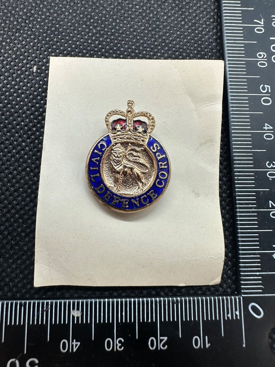 Genuine Unissued British Civil Defence Corps Enamel Lapel Badge - J.R Gaunt