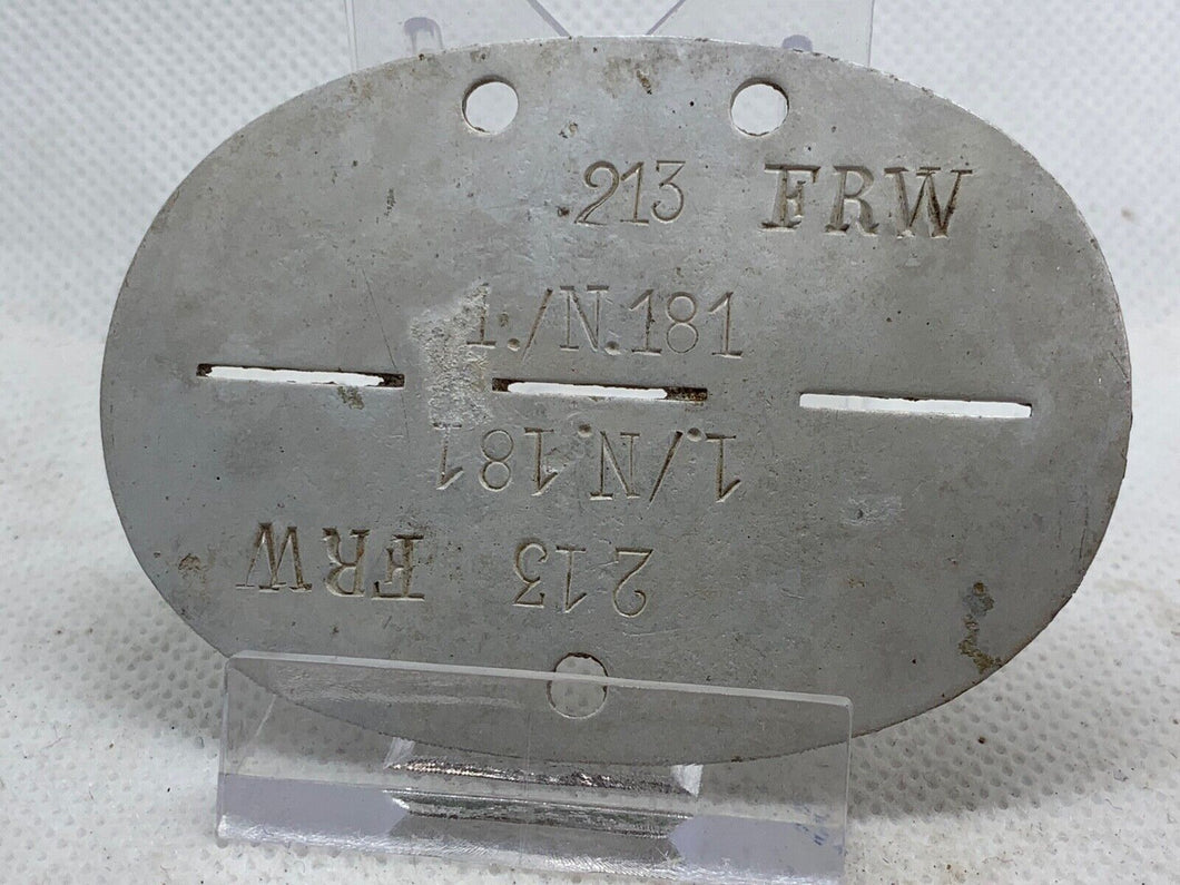 Original WW2 German Army Soldiers Dog Tags - 213 FR    1.N.181 - B10