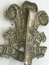 Load image into Gallery viewer, A silver &amp; gilt washed THE WELSH Regiment dress cap badge with slider --- B10
