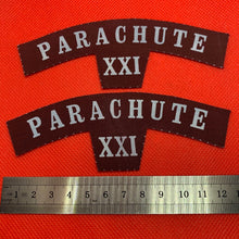 Load image into Gallery viewer, Pair of WW2 Style Printed 21st Parachute Regiment Shoulder Titles - Repro - #3

