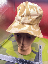 Load image into Gallery viewer, Original British Army Bush Hat. Wide Brim with Neck Cover. Desert-DPM Size 50
