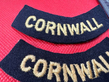 Load image into Gallery viewer, Original WW2 British Home Front Civil Defence Cornwall Shoulder Titles
