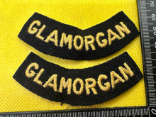 Load image into Gallery viewer, Original WW2 British Home Front Civil Defence Glamorgan Shoulder Titles
