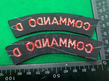 Load image into Gallery viewer, British Army Commando D Shoulder Title Pair - WW2 Pattern -Ideal for Reenactment
