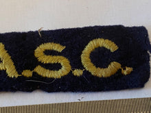 Load image into Gallery viewer, WW2 British Army RASC Royal Army Service Corps Paste-Back Shoulder Title.
