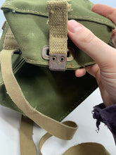 Load image into Gallery viewer, Original WW2 British Army 1944 Dated Assault Gas Mask Bag &amp; Shoulder Strap
