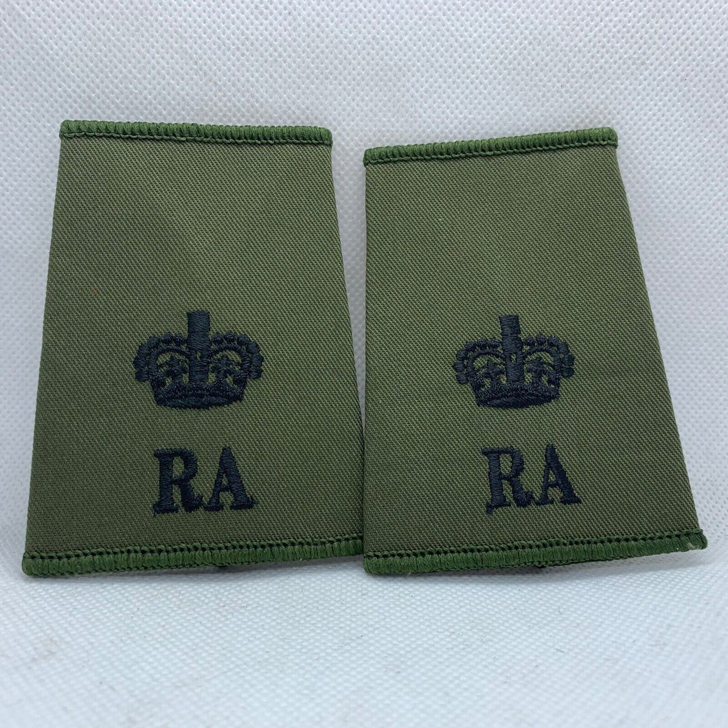 RA Royal Artillery Rank Slides / Epaulette Pair Genuine British Army - NEW