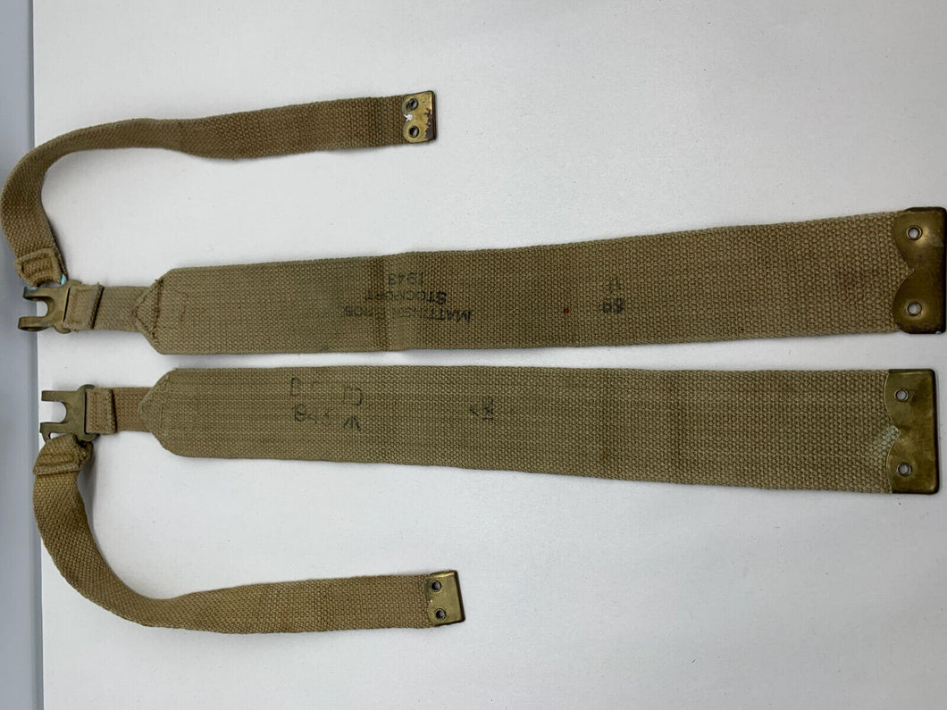 Original WW2 British Army 37 Pattern L Straps Pair - Wartime Dated