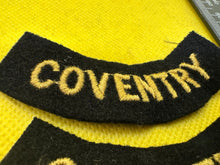 Load image into Gallery viewer, Original WW2 British Home Front Civil Defence Coventry Shoulder Titles
