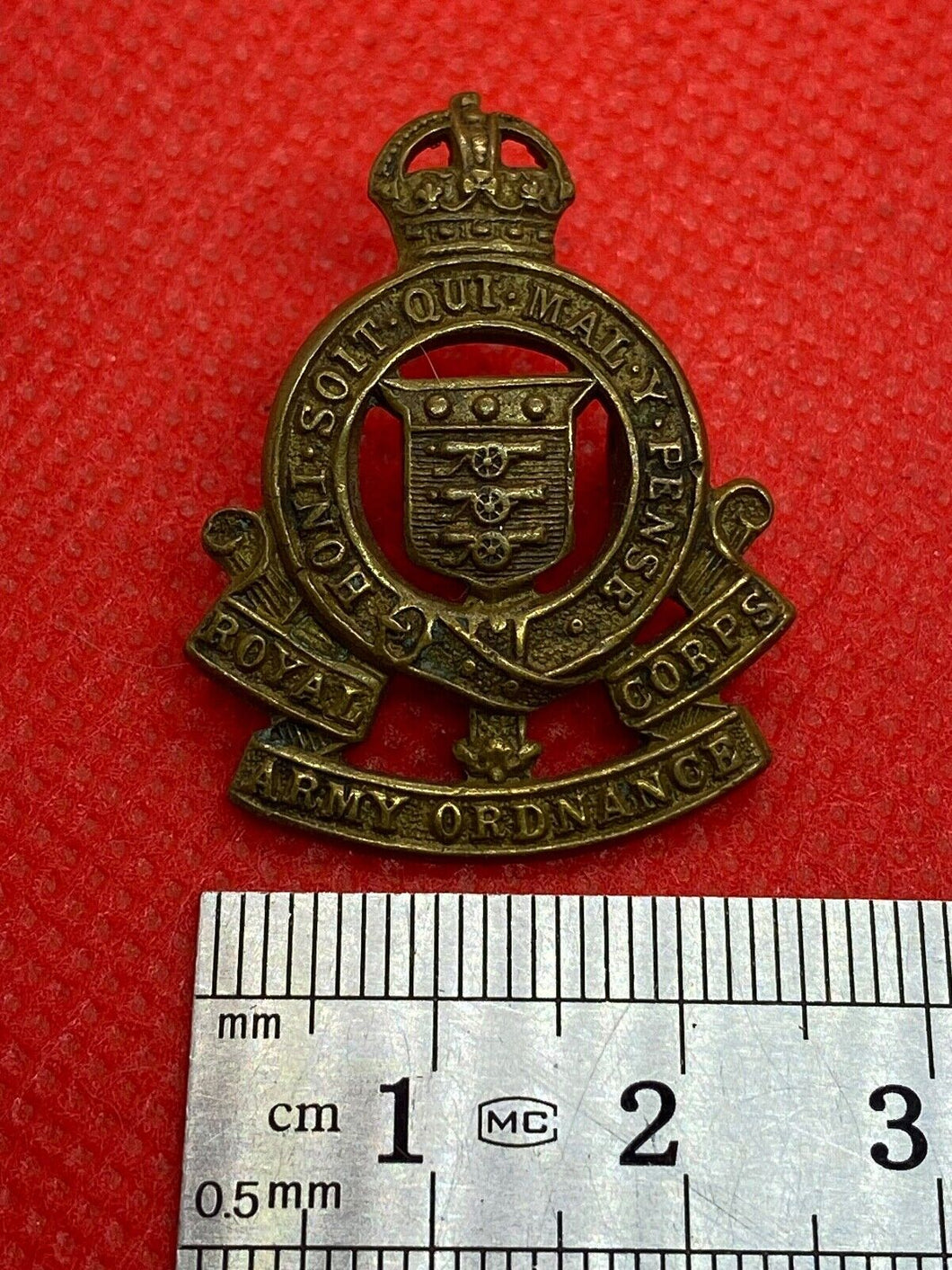 Original British Army Royal Army Ordnance Corps Collar Badge with Rear Lugs