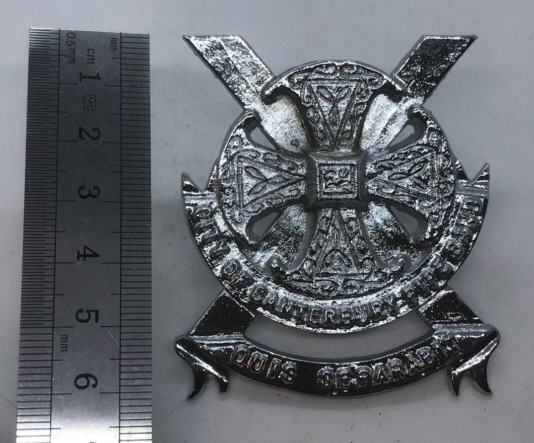 A white metal CITY OF CANTERBURY PIPE BAND cap badge - Factory Sample --- B53