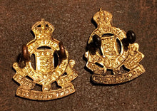 Load image into Gallery viewer, Two British Army Royal Army Ordnance Corps collar badges -rear fixing loops - B2
