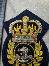 Load image into Gallery viewer, British Royal Navy Cheif Petty Officers CPO Cap Badge Bullion Queen&#39;s Crown
