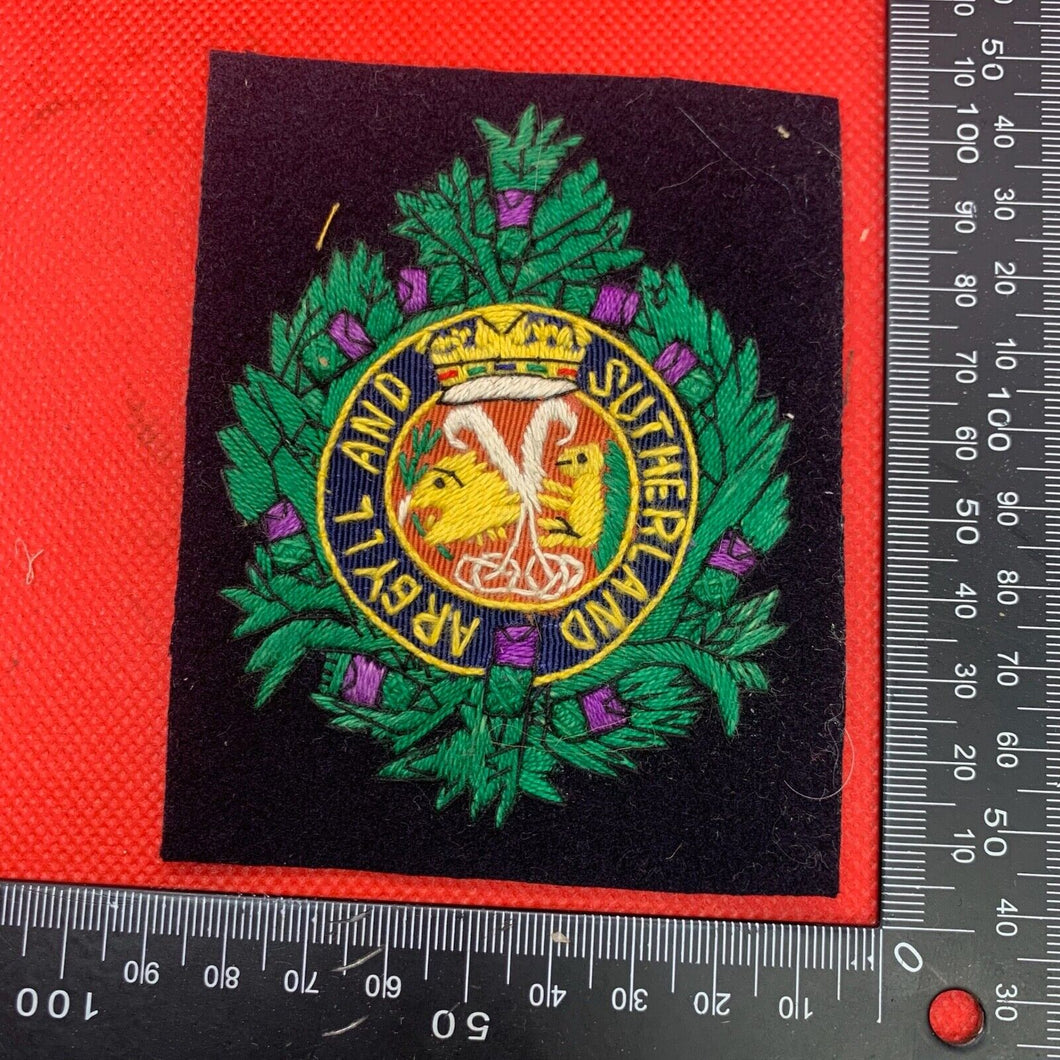 British Army Argyll & Sutherland Highlanders Regiment Embroidered Blazer Badge