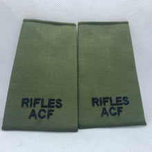 Load image into Gallery viewer, Rifles ACF OD Green Rank Slides / Epaulette Pair Genuine British Army - NEW
