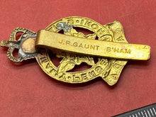 Load image into Gallery viewer, Original British QC Canadian Royal Montreal Regiment Brass Cap Badge.
