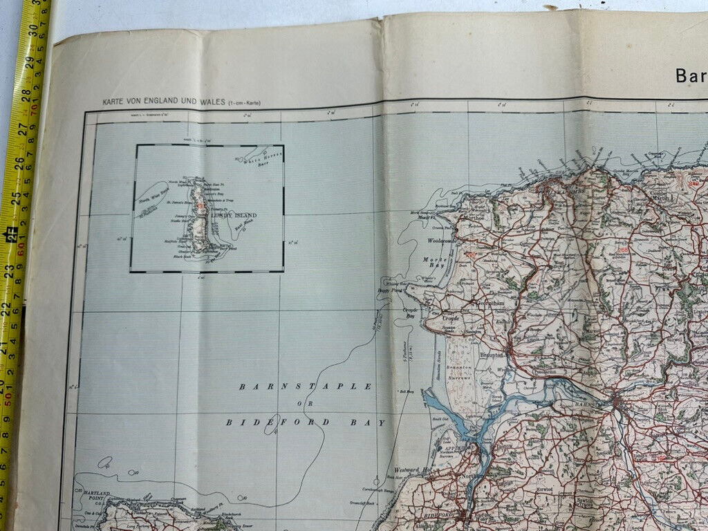 Original WW2 German Army Map of England / Britain -  Barnstaple