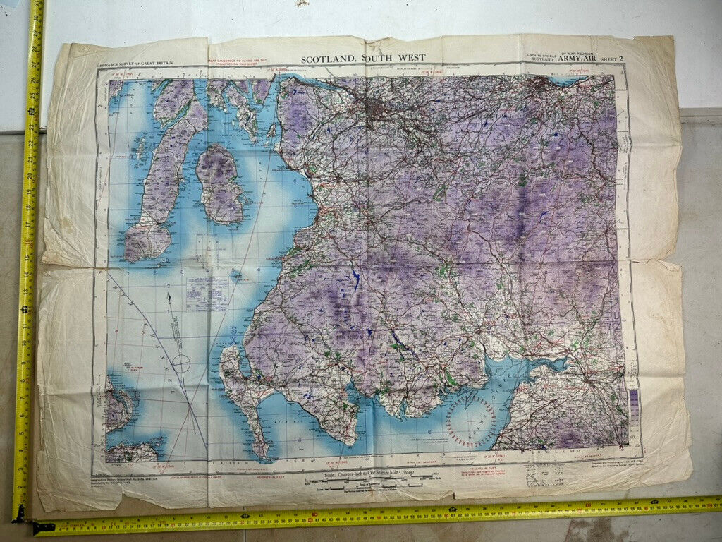 Original WW2 British Army OS Map of England - Showing RAF Bases - South West 44