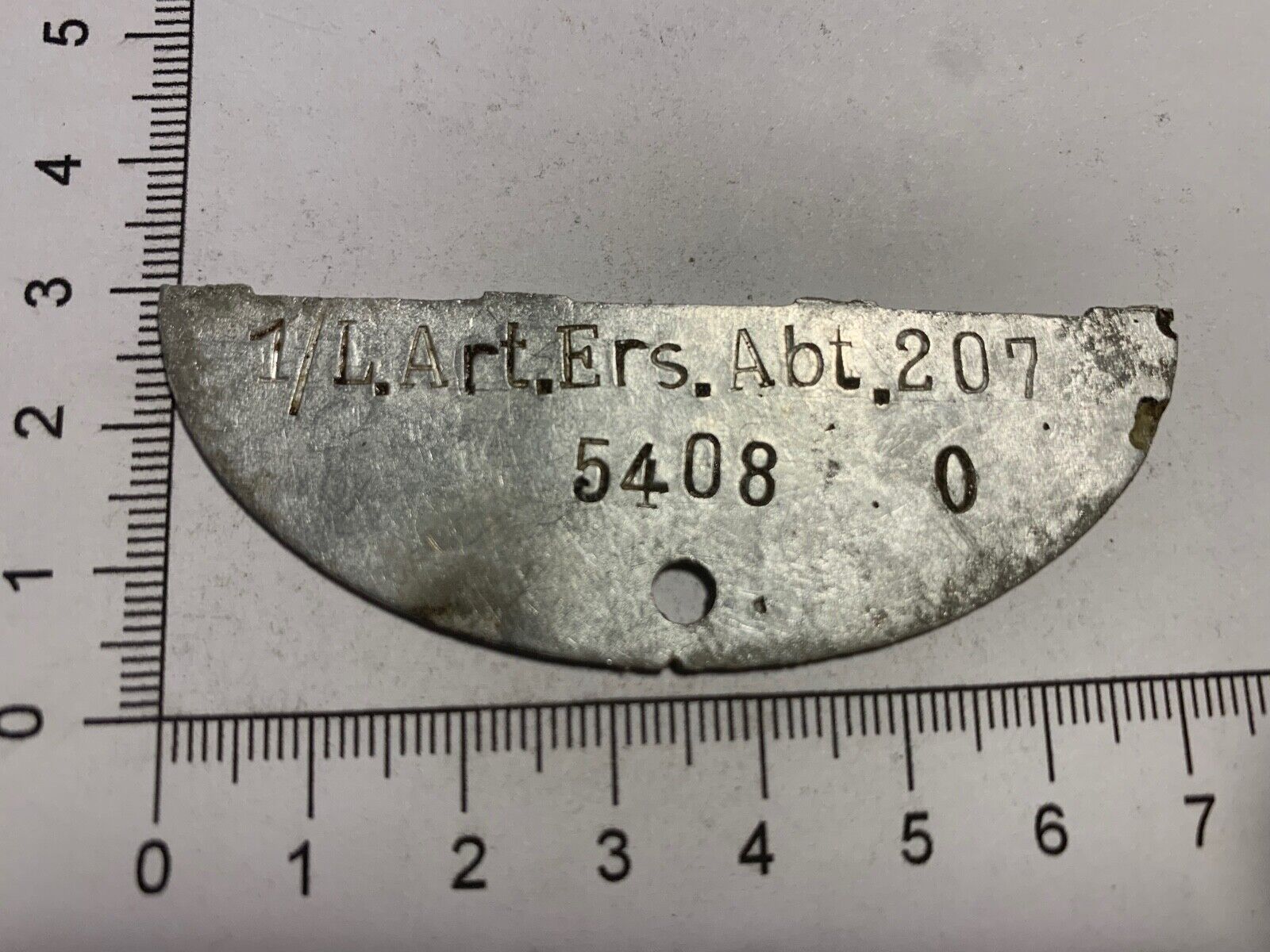 Original WW2 German Army Dog Tag - Marked - 1/ L. Art. Ers. Abt. 207 ...