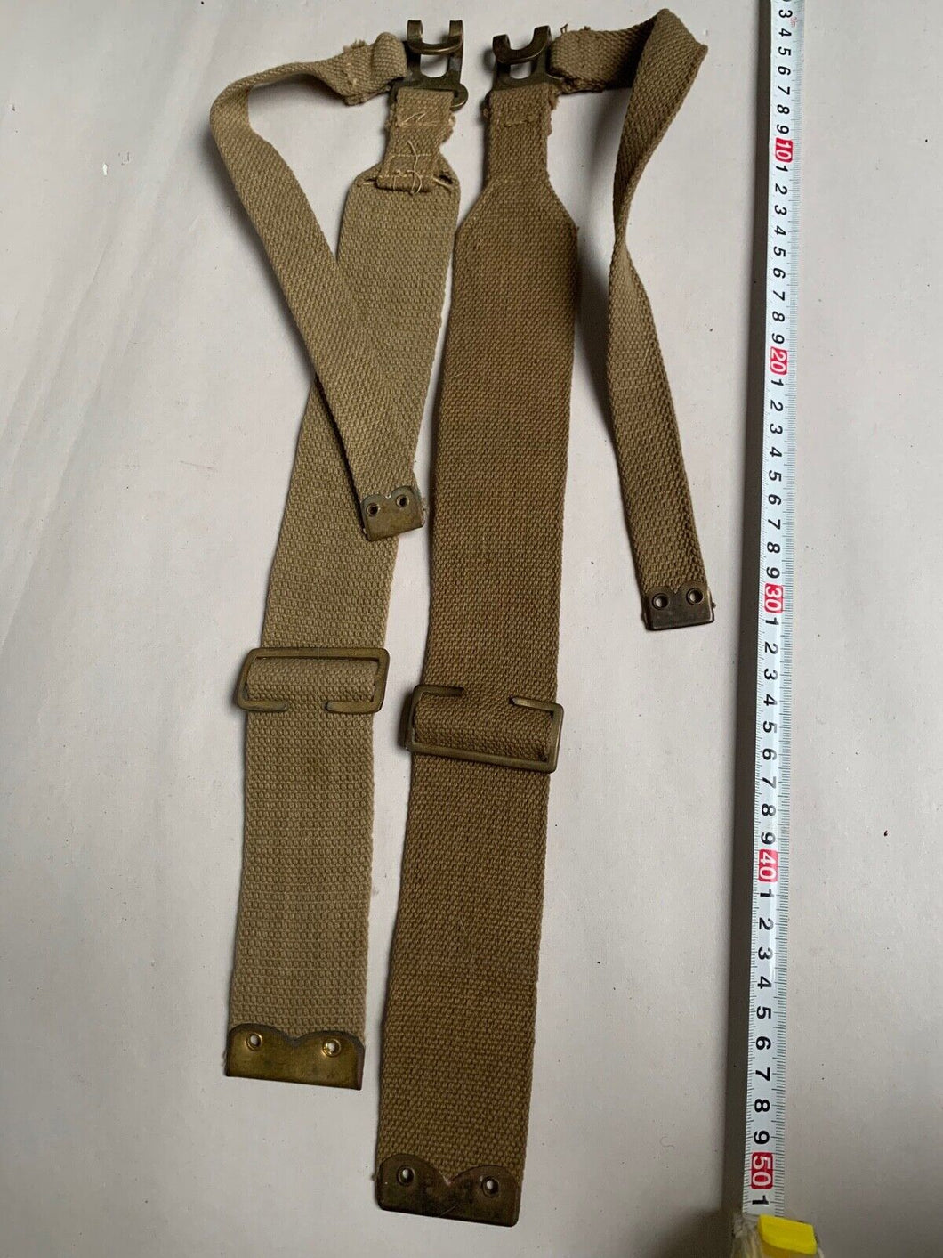 Original WW2 Dated British Army 37 Pattern Webbing L Straps - 1942 Dated