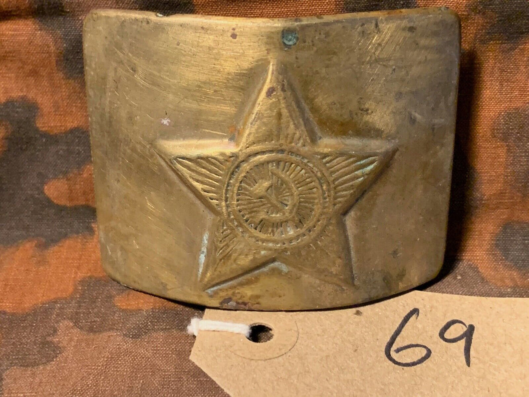 Genuine WW2 USSR Russian Soldiers Army Brass Belt Buckle - #69
