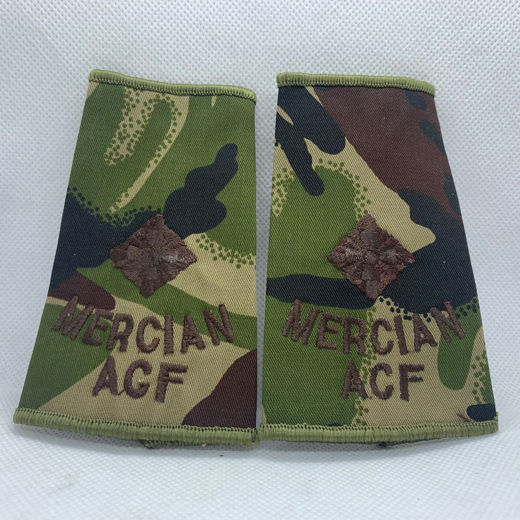 Mercian ACF DPM Rank Slides / Epaulette Pair Genuine British Army - NEW