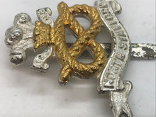 Load image into Gallery viewer, A gilt &amp; silver washed NORTH STAFFORDSHIRE Officers dress uniform cap badge  B10
