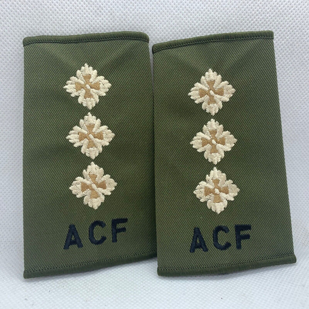 Cadet ACF OD Green Rank Slides / Epaulette Pair Genuine British Army - NEW