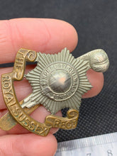 Load image into Gallery viewer, Original WW2 British Army Royal Sussex Regiment Brass Cap Badge
