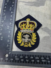 Load image into Gallery viewer, British Royal Navy Cheif Petty Officers CPO Cap Badge Bullion Queen&#39;s Crown
