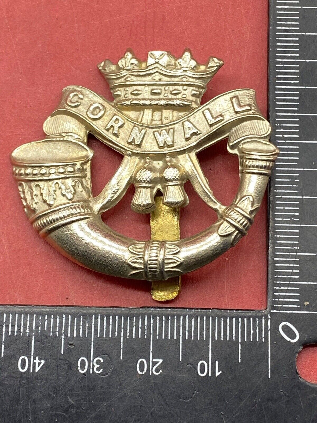 WW1 / WW2 British Army White Metal Duke of Cornwall's Light Infantry Cap Badge.