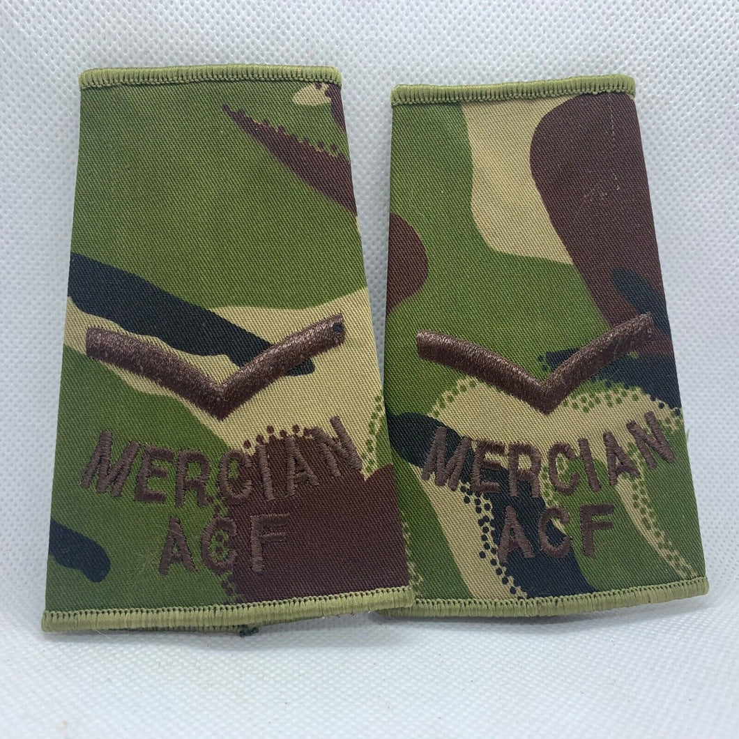 Mercian ACF DPM Rank Slides / Epaulette Pair Genuine British Army - NEW