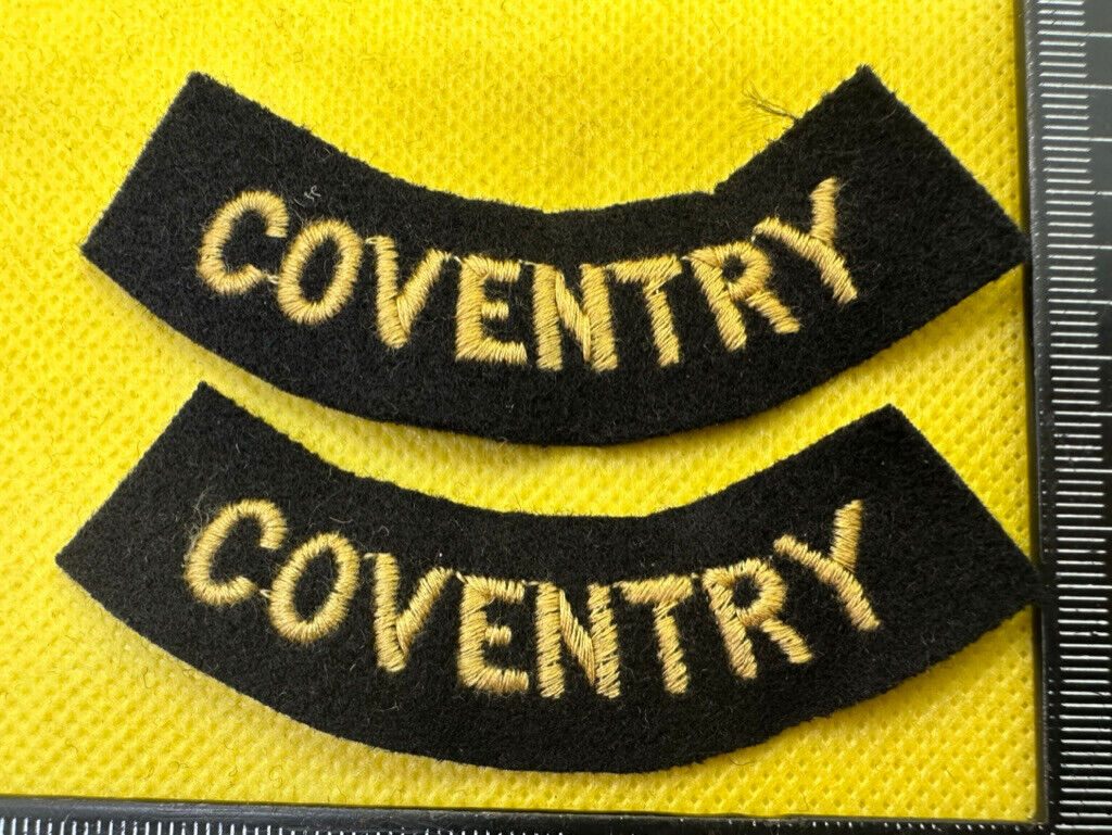 Original WW2 British Home Front Civil Defence Coventry Shoulder Titles