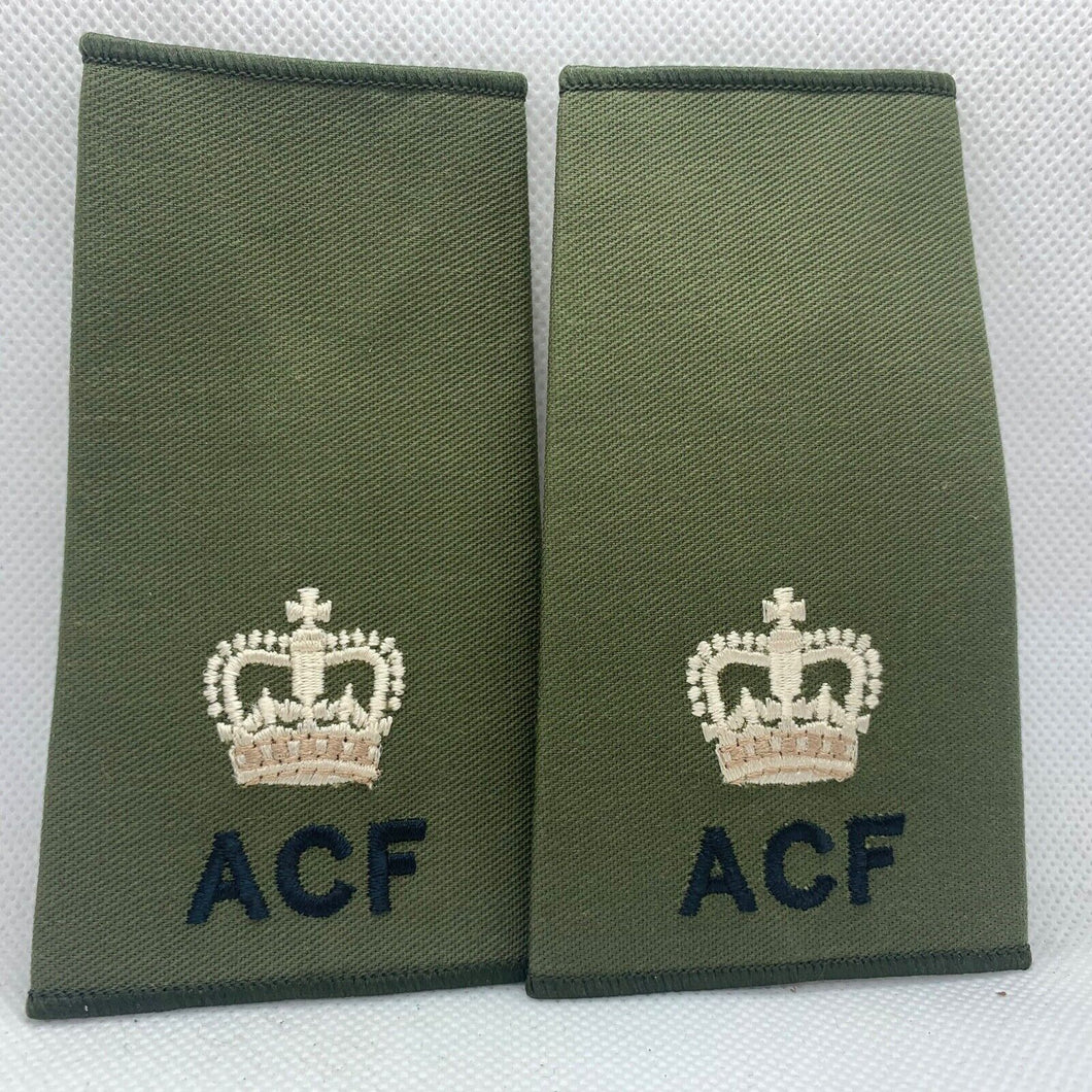 Cadet ACF OD Green Rank Slides / Epaulette Pair Genuine British Army - NEW