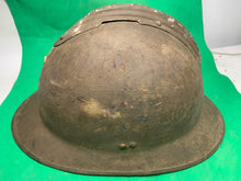 Load image into Gallery viewer, Original WW2 French Army M1926 Adrian Helmet - Div Signed - Named &amp; Complete

