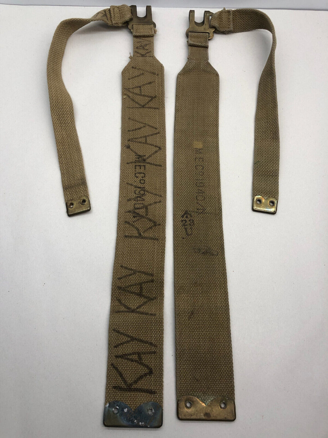 Original WW2 British Army 37 Pattern L Straps Pair - Wartime Dated